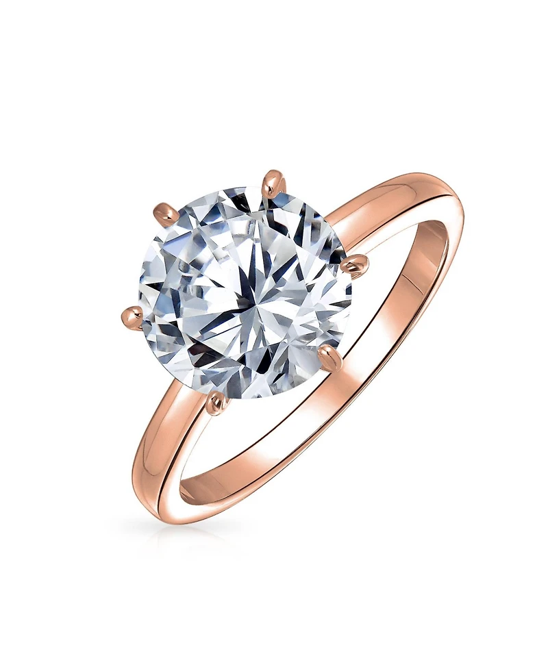 Bling Jewelry Classic Timeless Cubic Zirconia 3CT Cz 6 Prong Setting Round Solitaire Promise Ring Thin Band Sterling Silver