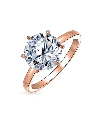Bling Jewelry Classic Timeless Cubic Zirconia 3CT Cz 6 Prong Setting Round Solitaire Promise Ring Thin Band Sterling Silver