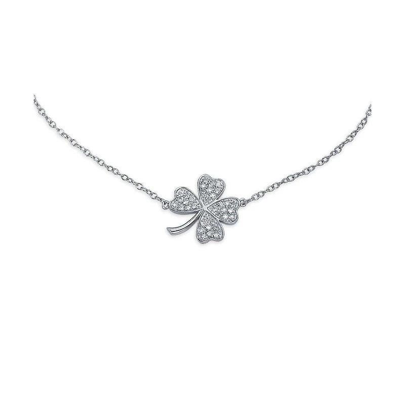 Bling Jewelry Four Leaf Clover Cz Charm Anklet - Yellow Gold Plated Sterling Silver