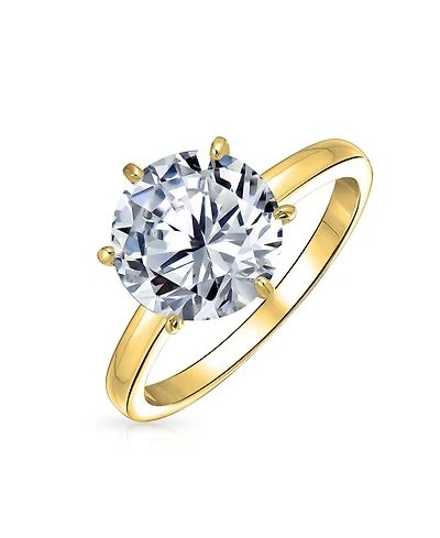 Bling Jewelry Classic Timeless Cubic Zirconia 3CT Cz 6 Prong Setting Round Solitaire Promise Ring Thin Band Sterling Silver
