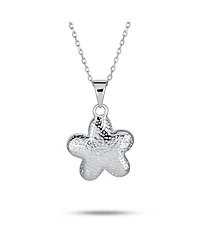 Bling Jewelry White Synthetic Opal Hawaiian Flower Plumeria Necklace Pendant Sterling Silver