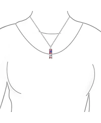 Back to School Red White Blue Enamel American Usa Patriotic Red White Blue Star Flag Whistle Necklace Pendant Rhodium Plated Brass