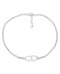 Bling Jewelry 2 in 1 Set Interlocking Open Hearts Double Chain Anklet Ankle Bracelet Sterling Silver Adjustable 9 To 10 Inch With Extender