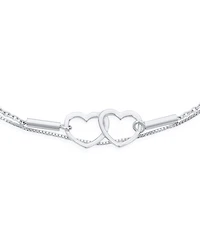 Bling Jewelry 2 in 1 Set Interlocking Open Hearts Double Chain Anklet Ankle Bracelet Sterling Silver Adjustable 9 To 10 Inch With Extender