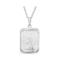 Bling Jewelry Religious Metal Square Dog tog Style Medallion Face of Jesus Christ Head Necklace Pendant Sterling Silver
