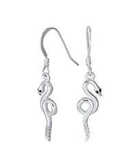 Bling Jewelry Cz Accent Garden Animal Pet Crawler Reptile Egyptian Serpent Dangling Snake Earrings Fish Hook Wire Sterling Silver