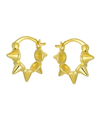 Bling Jewelry Punk Rocker Goth Biker Jewelry 5 Spike Points Arrow Huggie Mini Hoop Earrings .925 Sterling Silver