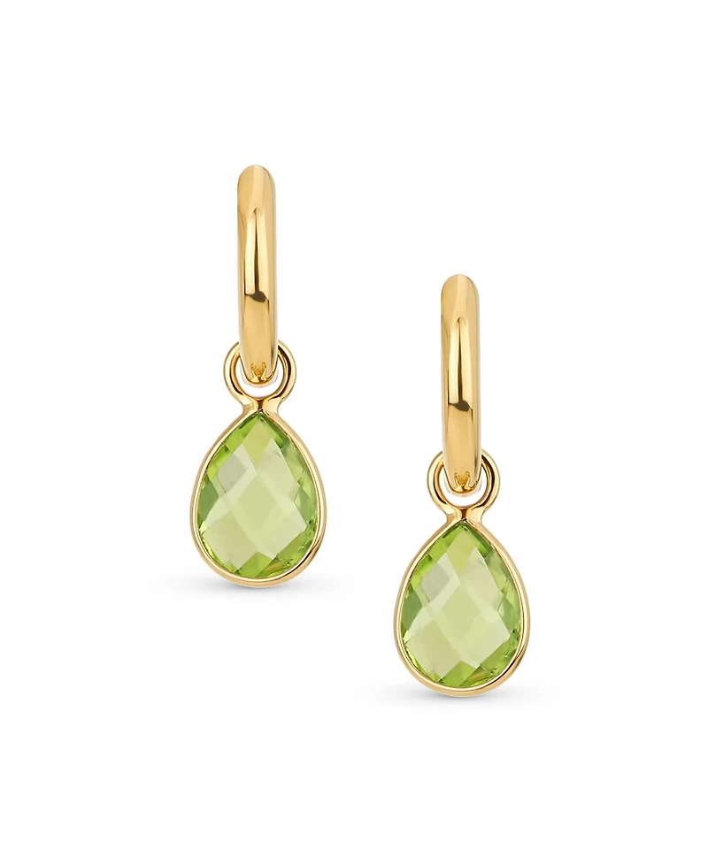 Bling Jewelry Classic Party Small 2 Ctw Olive Green Natural Peridot Halo Pear Shaped Teardrop Huggie Earrings Latch Hinge Back Hinge Gold Plated Sterl
