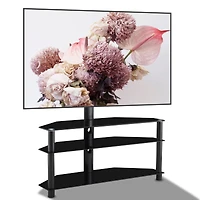 35 inch Black Multi-function Tv Stand Height Adjustable Bracket Swivel 3-Tier
