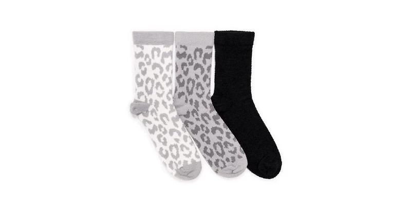 Muk Luks Women's 3 Pack Cozy Compression Crew Socks