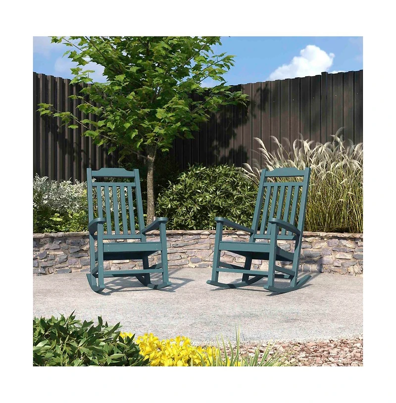 Merrick Lane Set Of 2 Hillford Poly Resin Indoor/Outdoor Rocking Chairs