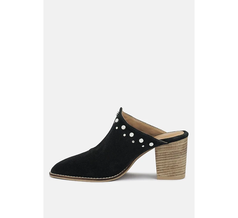 Leslie Womens Stacked Heel Mules