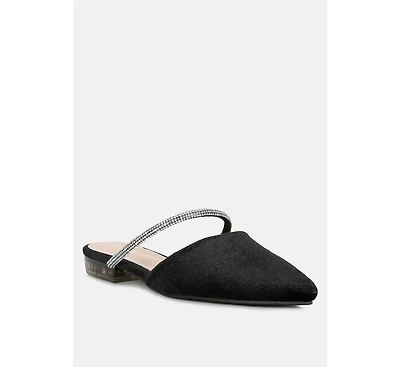 turnon velvet diamante detail flat mules