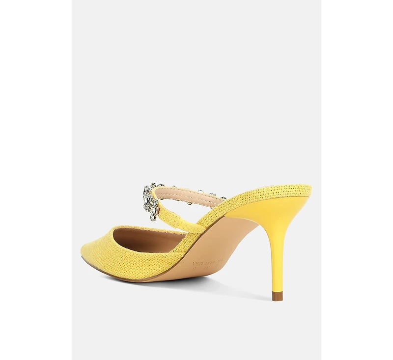 Greta Diamante Embellished Kitten Heel Mules