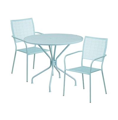 Commercial Grade 35.25" Round Metal Garden Patio Table Set