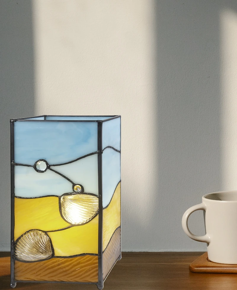 Dale Tiffany 10" Tall La Rochelle Handmade Genuine Stained Glass Shade with Jewels Uplight Accent Lamp