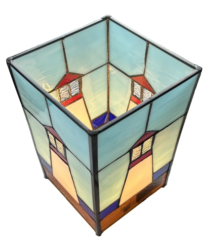 Dale Tiffany 10" Tall Lighthouse Tiffany Handmade Genuine Stained Glass Shade Uplight Accent Lamp