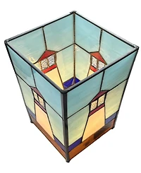Dale Tiffany 10" Tall Lighthouse Tiffany Handmade Genuine Stained Glass Shade Uplight Accent Lamp