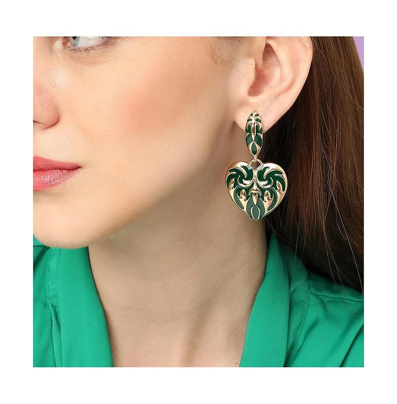 Sohi Women's Gold Heart Drop Earrings