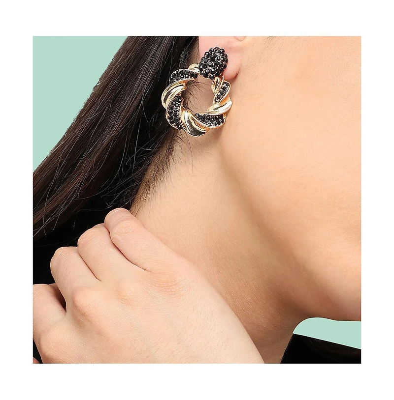 Sohi Women's Gold Twisted Drop Earrings