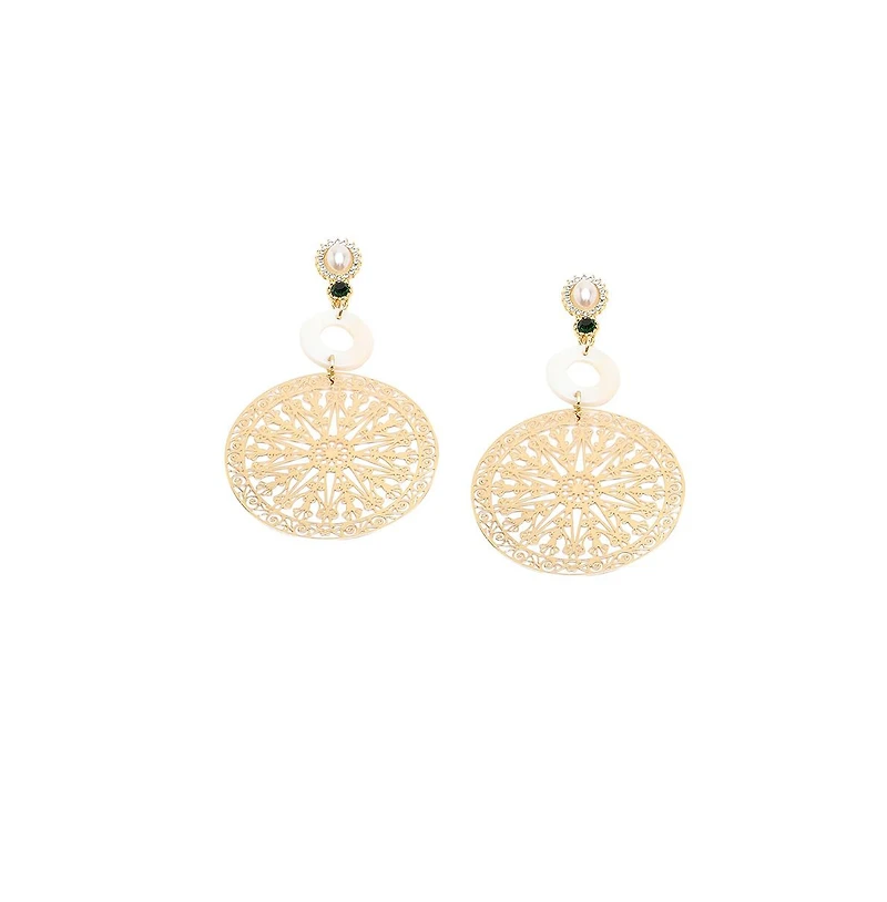 Sohi Women's Celestrial Filigree Drop Earrings