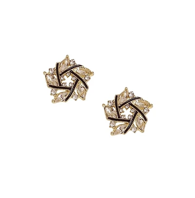 Sohi Women's Blue Spiral Flower Stud Earrings