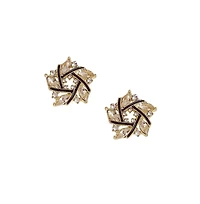 Sohi Women's Blue Spiral Flower Stud Earrings