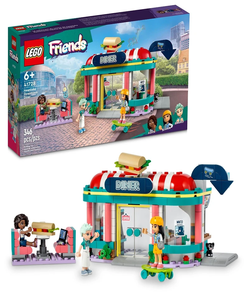 Lego Friends Heartlake Downtown Diner 41728 Toy Building Set with Liann, Aliya and Charli Figures