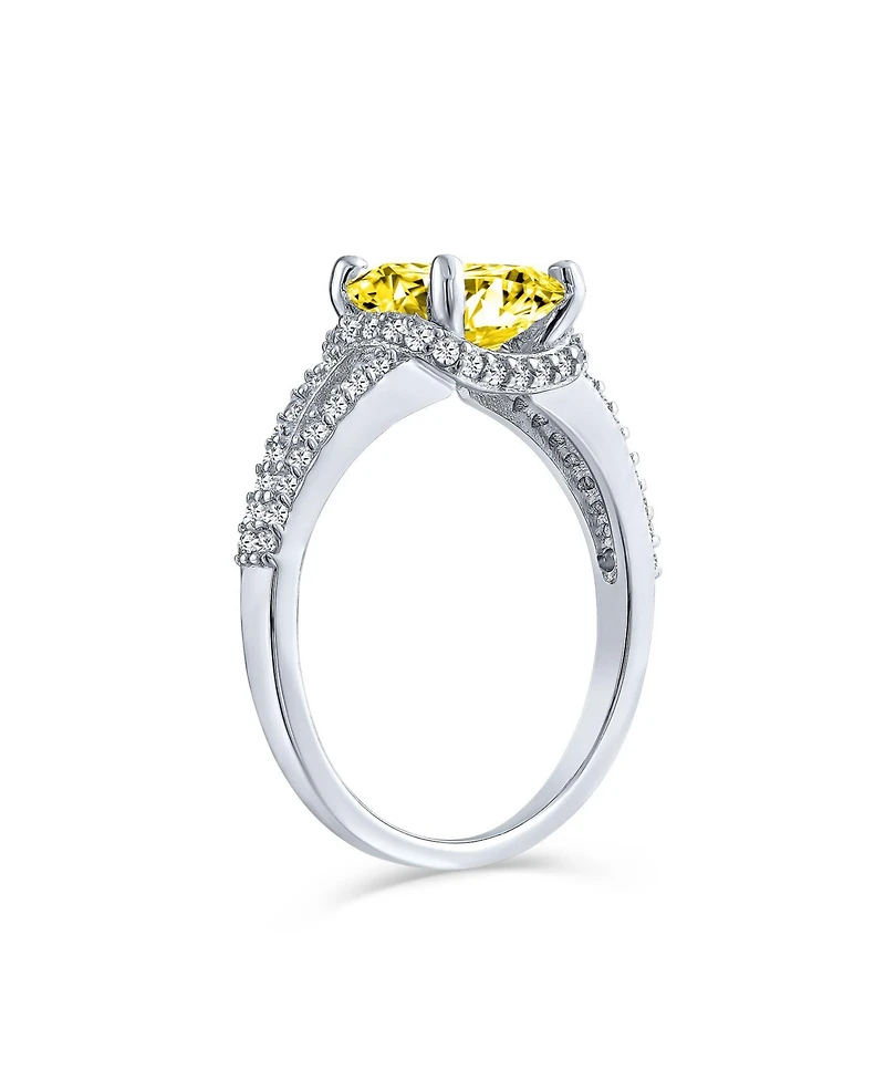 Bling Jewelry Classic 3CT Cz Halo Brilliant Solitaire Square Cushion Cut Engagement Ring For Women With Split Shank Thin Band Sterling Silver