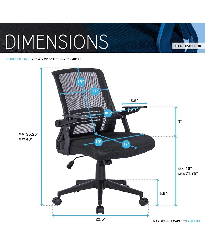 Streamdale Ergonomic Office Mesh Chair, Black