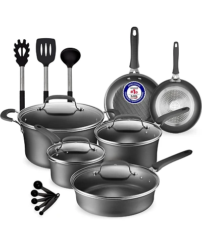 Bakken- Swiss Pots and Pans Set – 14 Piece – Non-Stick Professional Home Kitchenware – Cooking Pots with Lids – Skillet Fr