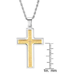 Steeltime Men's Stainless Steel "Our Father" English Prayer Spinner Cross 24" Pendant Necklace