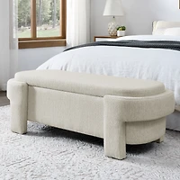 Streamdale Beige Upholstered Storage Bench (51.5"X20.5"X17")