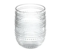 Abode Homewares Beaded Stemless Cobalt Glasses, Set of 6