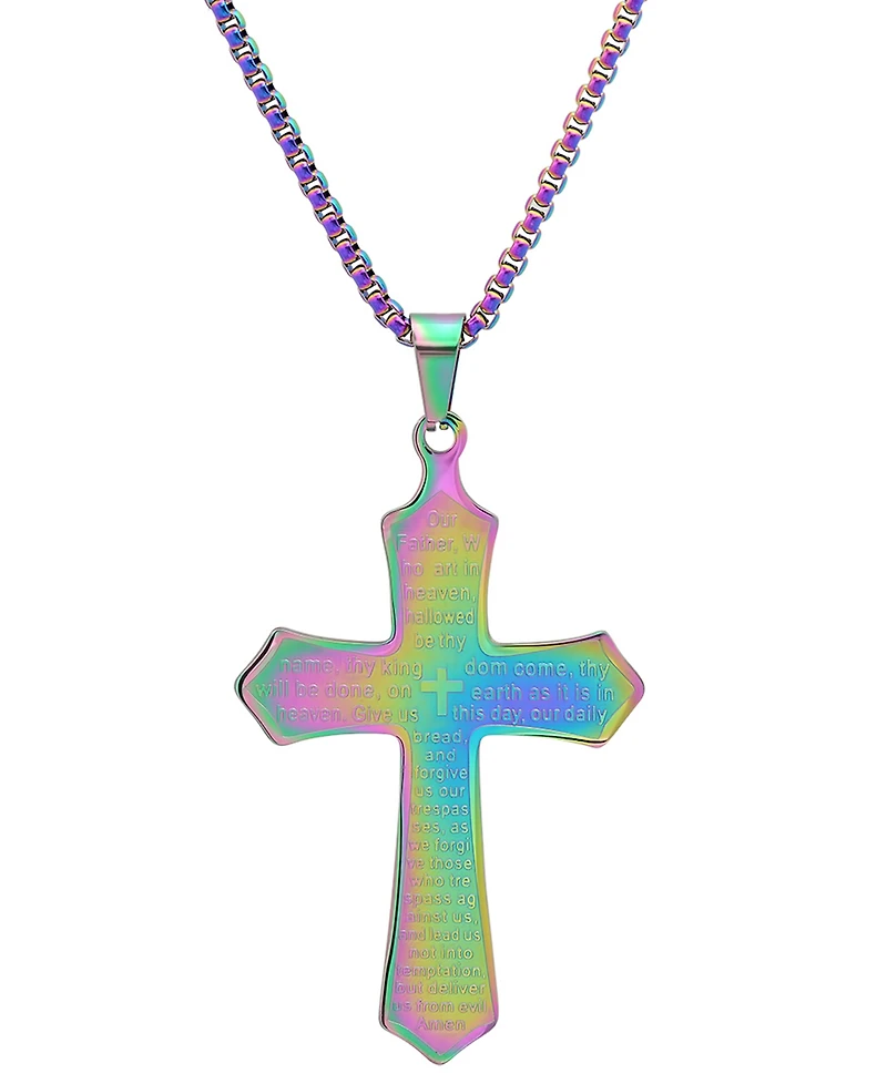 Steeltime Men's Our Father Lord's Prayer Cross Pendant