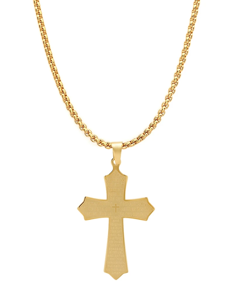 Steeltime Men's Our Father Lord's Prayer Cross Pendant