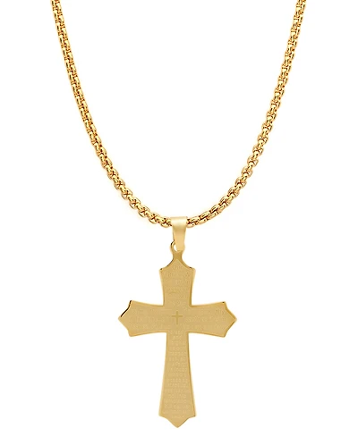 Steeltime Men's Our Father Lord's Prayer Cross Pendant
