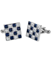 Blackjack Men's Cubic Zirconia Checkerboard Square Cufflinks in Stainless Steel