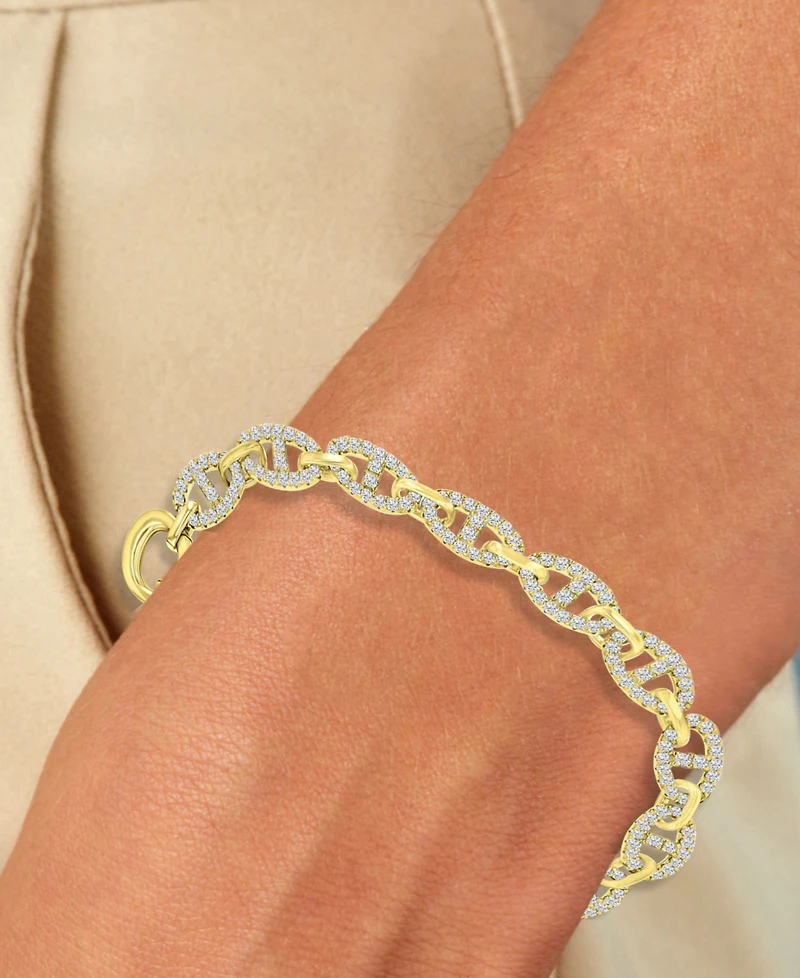Cubic Zirconia Pave Mariner Link Chain Bracelet