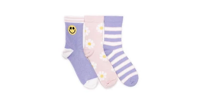 Muk Luks Women's 3 Pack Cozy Compression Crew Socks