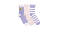 Muk Luks Women's 3 Pack Cozy Compression Crew Socks