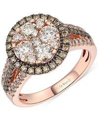 Le Vian Chocolate Diamond & Nude Diamond Halo Cluster Ring (1-5/8 ct. t.w.) in 14k Rose Gold