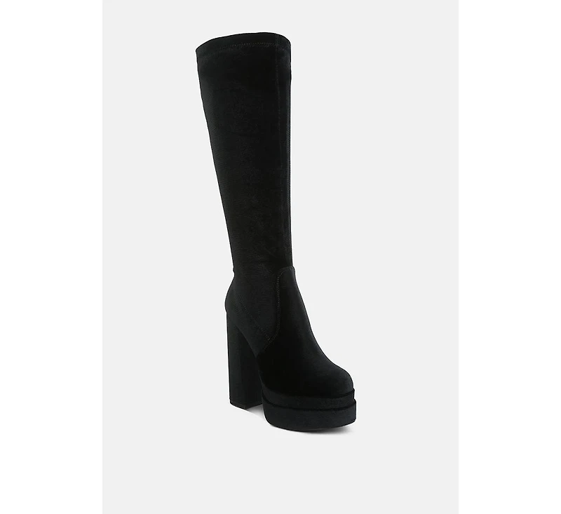 lazuli high block heel velvet boot