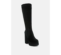 lazuli high block heel velvet boot