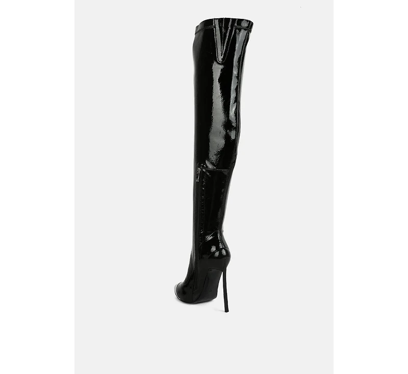 Chimes High Heel Patent Long Boots