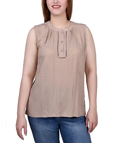 Ny Collection Petite Sleeveless Swiss Dot Blouse Top