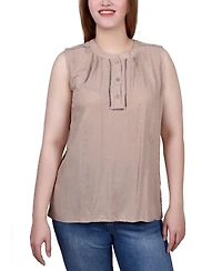 Ny Collection Petite Sleeveless Swiss Dot Blouse Top