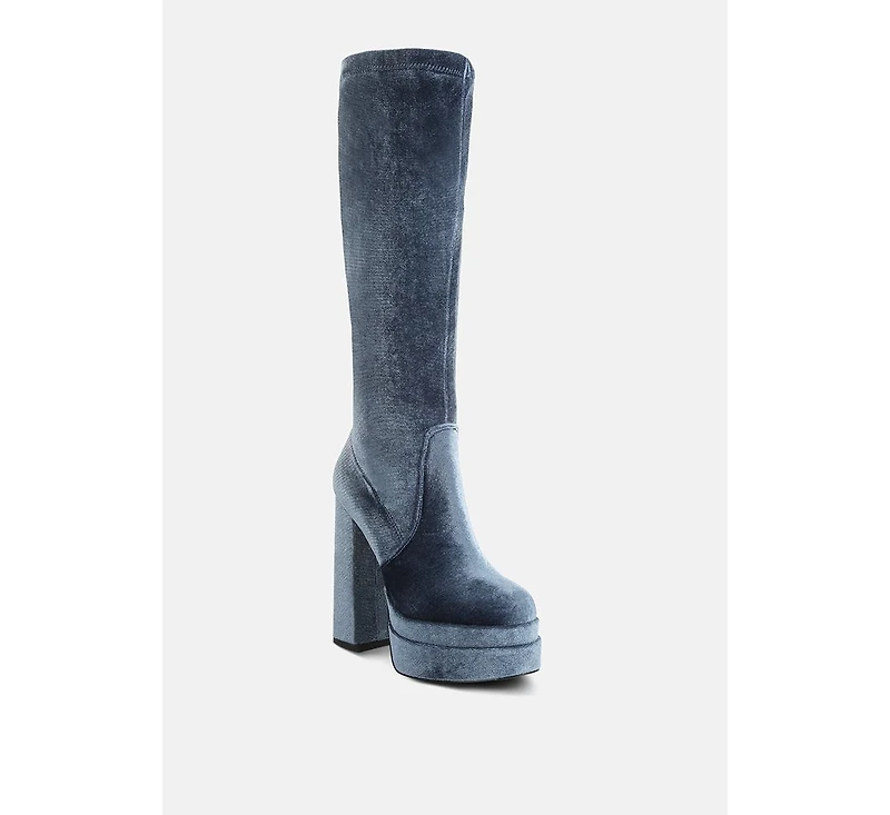 lazuli high block heel velvet boot