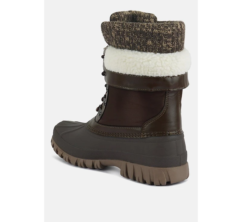 Delphine knitted collar lace up boots