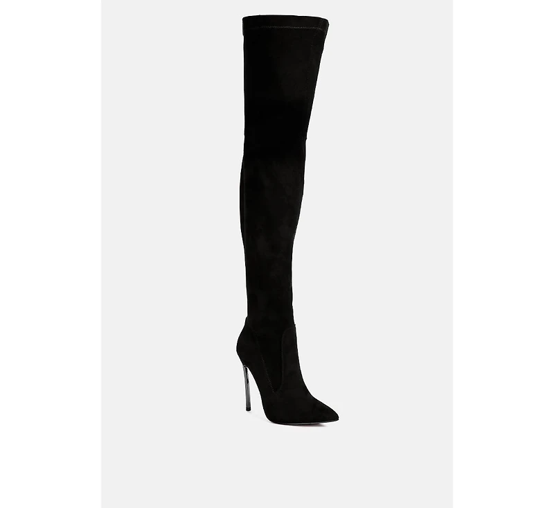 jaynetts stretch suede micro over the knee boots